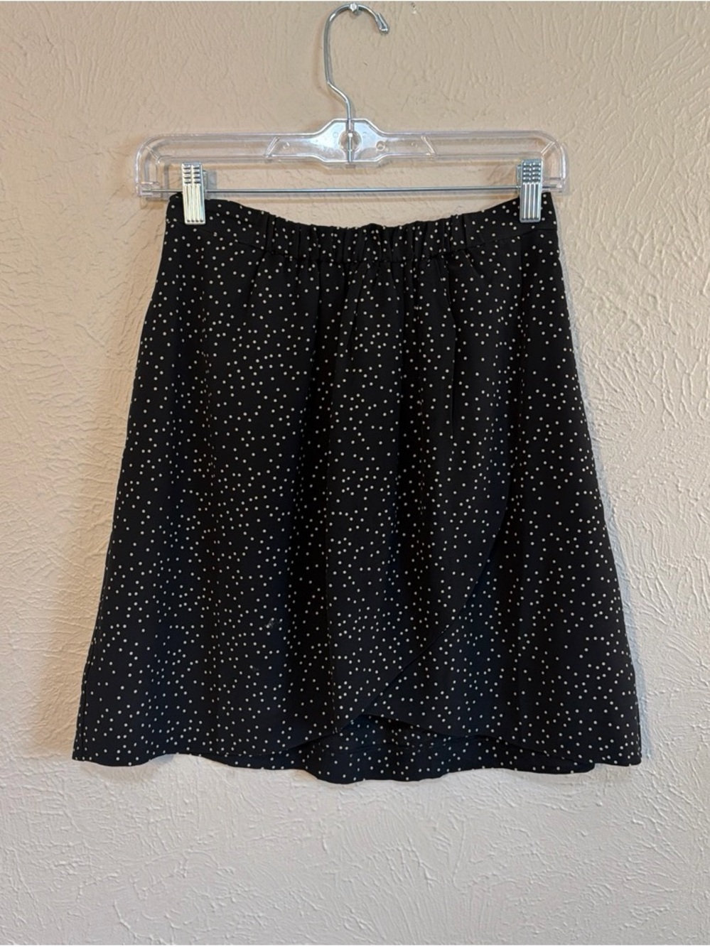 Black Polka Dot Elastic Waist Skirt
